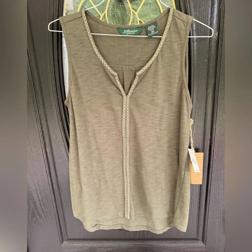 Stillwater Supply Sleeveless Top. Olive Size 2X. NWT.